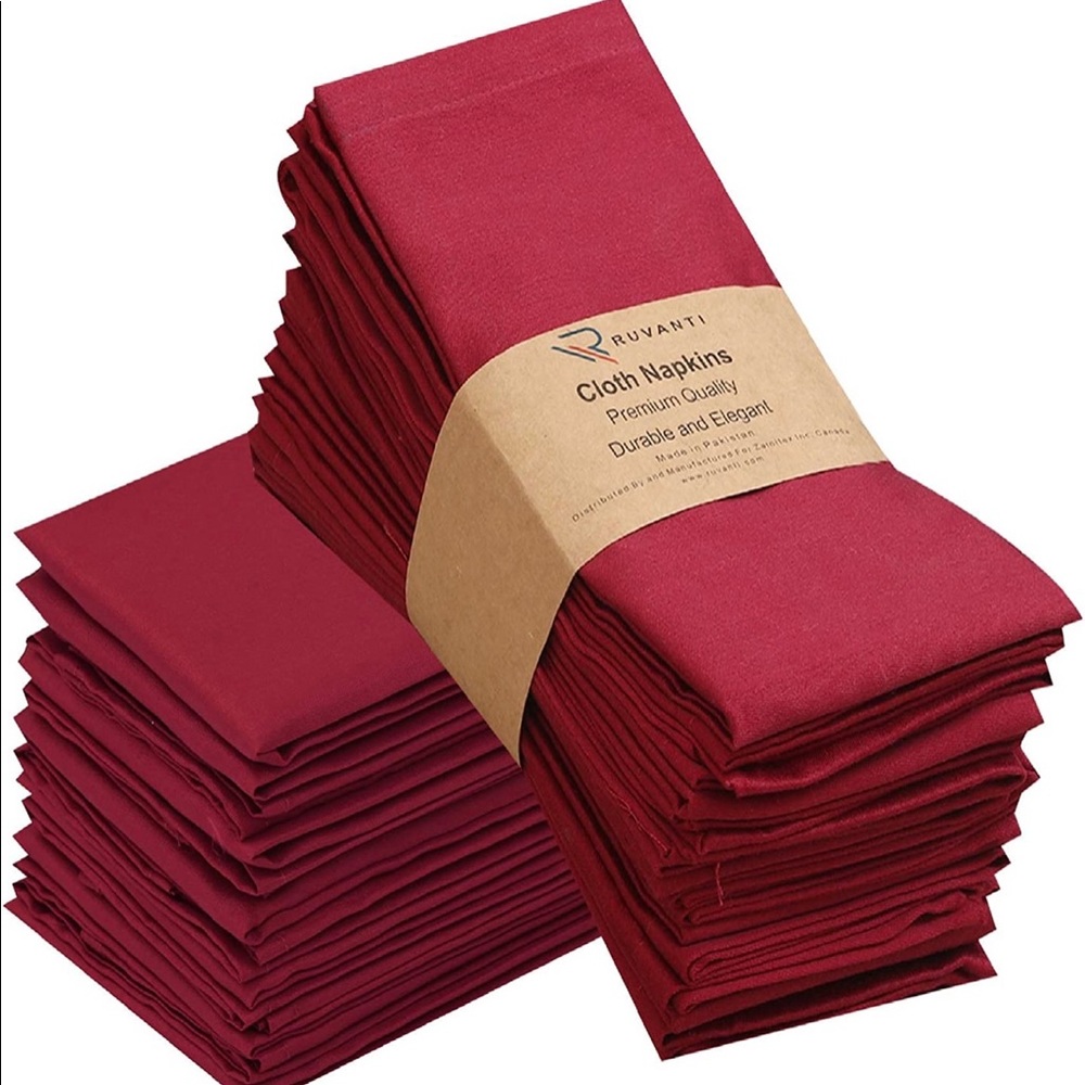 24 19”x19” cloth dinner napkins burgundy